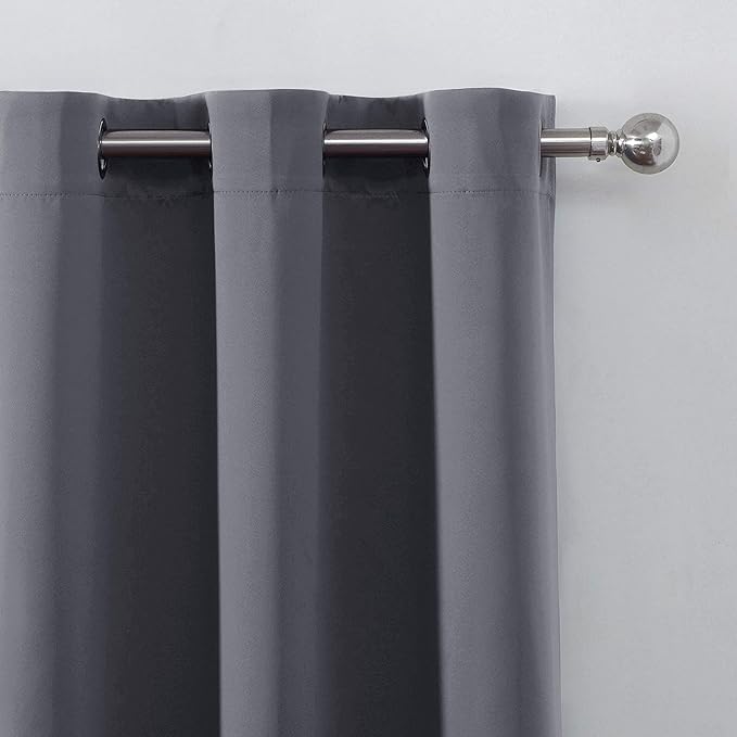 LEMOMO Grey Blackout Curtains for Bedroom Room Darkening Curtains/38 x 54 Inch Long Set of 2 Panels Draperies Thermal Insulated Living Room Curtains