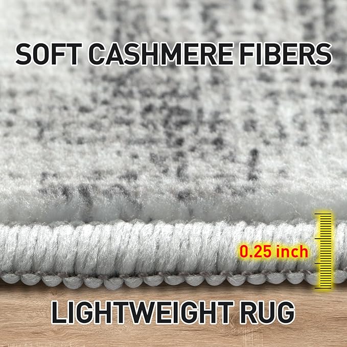 8x10 Area Rugs Washable Rug: Large Modern Abstract Living Room Rug Soft Anti-Skid Thin Carpet Indoor Floor Non-Shedding Carpets for Bedroom Dining Room Farmhouse Nursery Home Office Black Grey