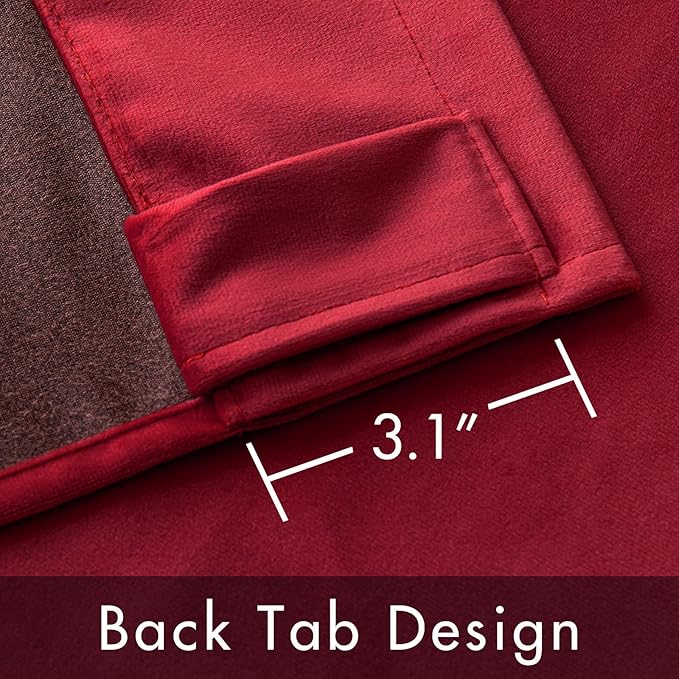 MIULEE Velvet Curtains 84 inches - Luxury Blackout Curtains for Bedroom Living Room Thermal Insulated Super Soft Window Drapes Rod Pocket & Back Tab Christmas Decor, Red, W52 x L84 inches, 2 Panels