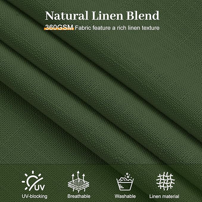 IVAPUPU 96 Inch Linen Curtains for Living Room, Pinch Pleated Semi Sheer Curtain Light Filtering Modern Memory Trained Back Tab Drapes with Hook for Bedroom Farmhouse, Olive Green, W40xL96, 2 Panel