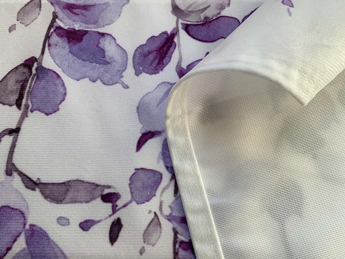 Watercolor Purple Leaves Window Valance for Bedroom Living Room, Lavender Leaf Vine Plant Curtains Valanes for Windows, 3" Rod Pocket Window Treatment for Home Decorations, 54 x 18 Inch, 1 Panel