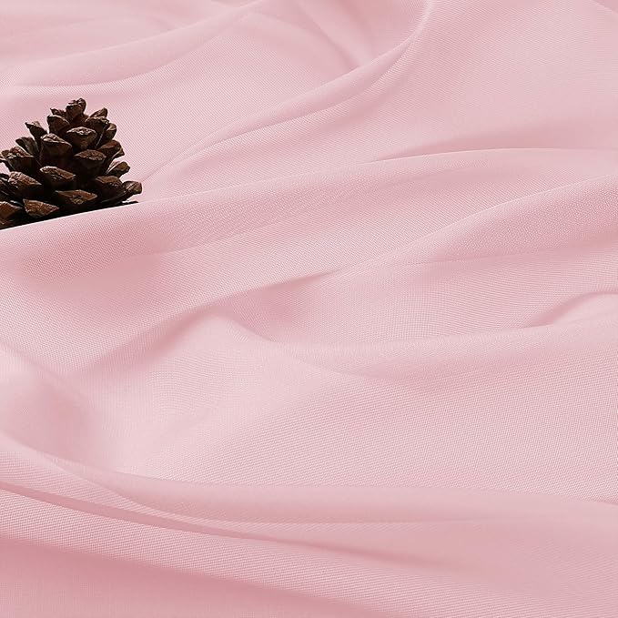 OVZME Blush Pink Sheer Curtains 63 Inches Long 2 Panels Set, Light Filtering Sheer Curtains for Living Room Bedroom 59 Inch Extra Wide, Modern Voile Filmy Rod Pocket Window Drapes, 59Wx63L Inches