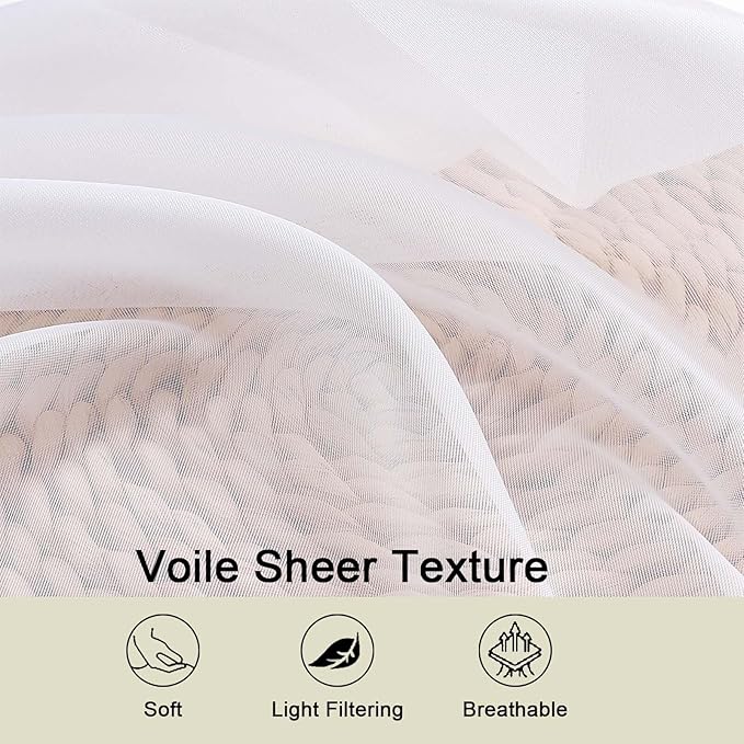 White Valances for Windows, White Sheer Curtains 14 Inch Length 2 Pack Kitchen Drapes, Modern Solid Mini Small Window Curtains for Cafe Bathroom Basement, Each 42" Wx14 L Inches