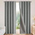 Joydeco Blackout Curtains for Bedroom - 100% Light Blocking 2 Panels Light Grey Drapes 37" W x 96" L, Thermal Insulated Room Darkening Curtains, Linen Textured for Living Room, Rod Pocket & Back Tabs