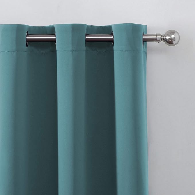 LEMOMO Sea Teal Thermal Blackout Curtains/52 x 54 Inch/Set of 2 Panels Room Darkening Curtains for Bedroom