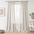 Nanspring Mousse White Linen Curtains 120 Inches Long for Living Room Light Filtering Semi Sheer Curtain Back Tab Coastal Decor Luxury Floor to Ceiling High Window for Bedroom 52x120, 2 Panels