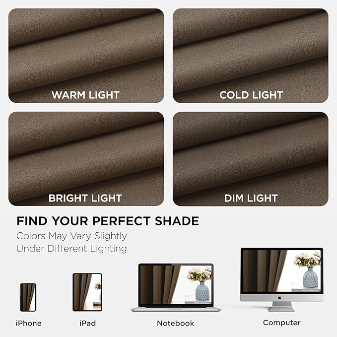 Joydeco Blackout Curtains 90 Inch Length 2 Panels Set, Thermal Insulated Long Curtains& Drapes 2 Burg, Room Darkening Grommet Drapes for Living Room Bedroom Window (W52 x L90 Inch, Khaki)