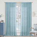 LAMIT Stone Blue Linen Curtains 90 Inch for Living Room, Back Tab and Rod Pocket Linen Textured Farmhouse Panels Light Filtering Drapes for Bedroom/Dining Room, Set of 2, 52 x 90 Inch