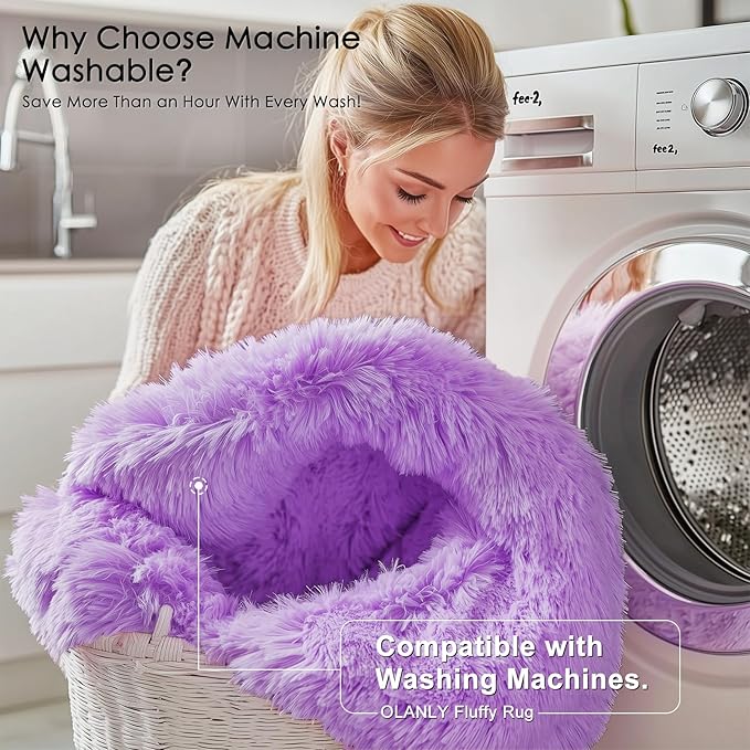 OLANLY 5x8 Machine Washable Large Area Rugs for Living Room, Bedroom, Soft Fluffy Shaggy Bedside Rug, Indoor Floor Carpet for Kids Girls and Boys, Dorms, Nursery, Home Decor Aesthetic, Purple