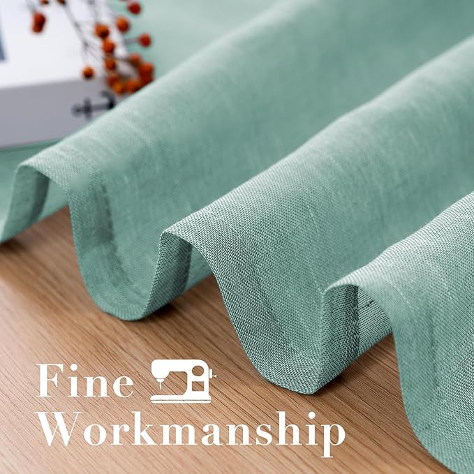 H.VERSAILTEX Linen Curtains Nickel Grommet Natural Linen Semi-Sheer Curtains 2 Panels Privacy Added Premium Soft Rich Material Drapes for Bedroom/Livingroom/Sliding Door - 52x96 - Inch - Sea Mist