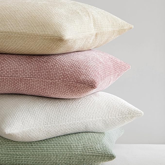 MIULEE Pack of 2 Valentines Day Couch Throw Pillow Covers 18x18 Inch Pink Modern Boho Decorative Pillow Covers Soft Cute Chenille Farmhouse Cushion Covers for Home Decor Bed Sofa Living Room