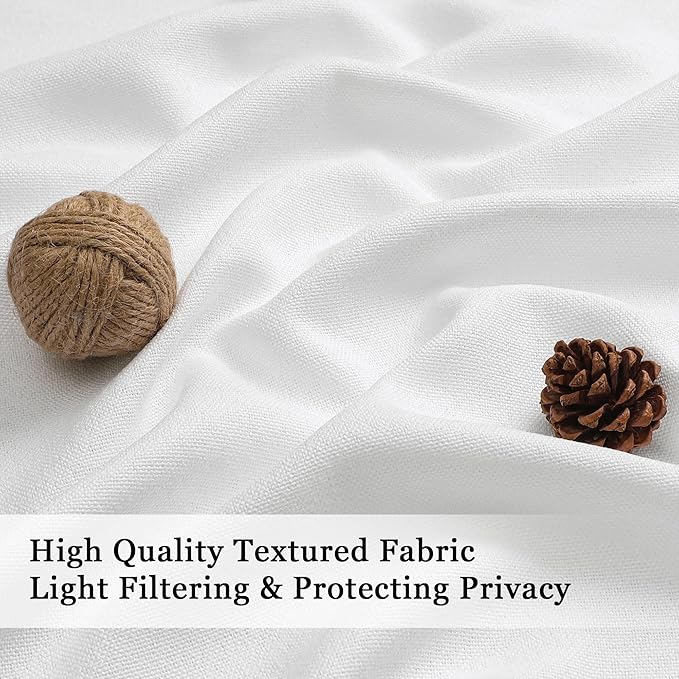 OWENIE White Valances for Windows 1 Pcs 22 Inch Length, Light Filtering Textured Short Small Valance Curtains for Bathroom Basement Living Room Bedroom, Half Window Curtains Over Sink, 60" W by 22" L