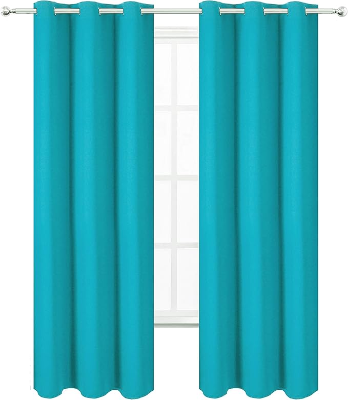 LEMOMO Teal Thermal Blackout Curtains/38 x 84 Inch/Set of 2 Panels Room Darkening Curtains for Bedroom