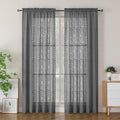 Simplebrand Semi Sheer Charcoal Grey Curtains 84 Inches Long 2 Panels, Light Filtering Geometric Jacquard Clip Textured Sheer Curtains for Bedroom，Modern Elegant Window Curtains Drapes，52x84 inch