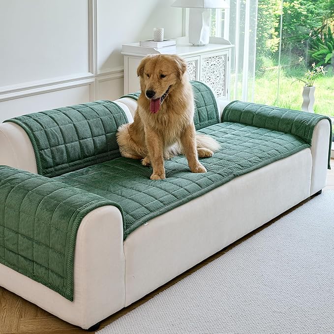 Couch Covers for Dogs Washable, Non Slip Couch Covers for Loveseat Sofa Pet Friendly, Soft Fuzzy Sofa Covers for Pet, Dog Couch Cover Furniture Protector(1PC,Green,27.6"x70.9")