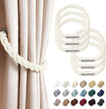 NICEEC 6 Pack Strong Magnetic Curtain Tiebacks Modern Simple Style Drape Tie Backs Convenient Decorative Weave Rope Curtain Holdbacks for Thin or Thick Home & Office Window Draperies (Cream)
