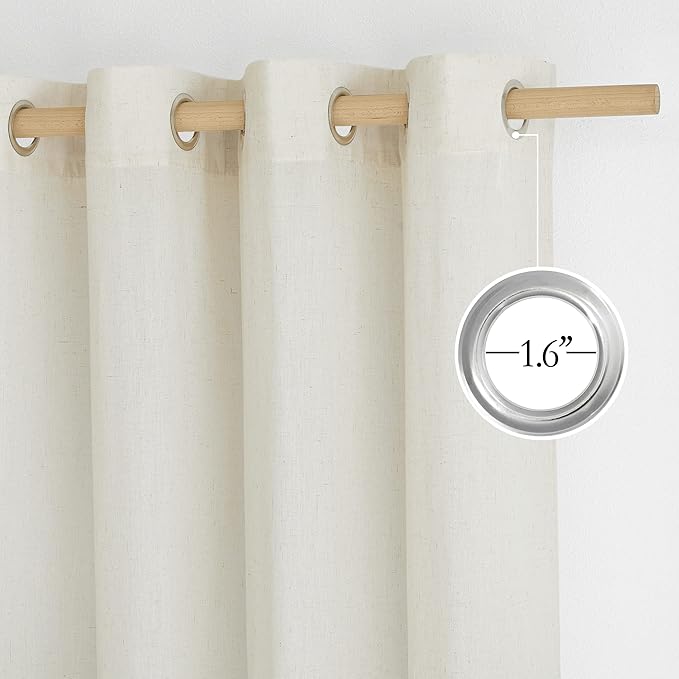 NICETOWN Flax Linen Room Divider Curtains 84 inches Long, Grommet Thick Linen Blend Window Curtains & Drapes Privacy Assured with Light Filtering for Bedroom, Off White, W68 x L84, 2 Panels