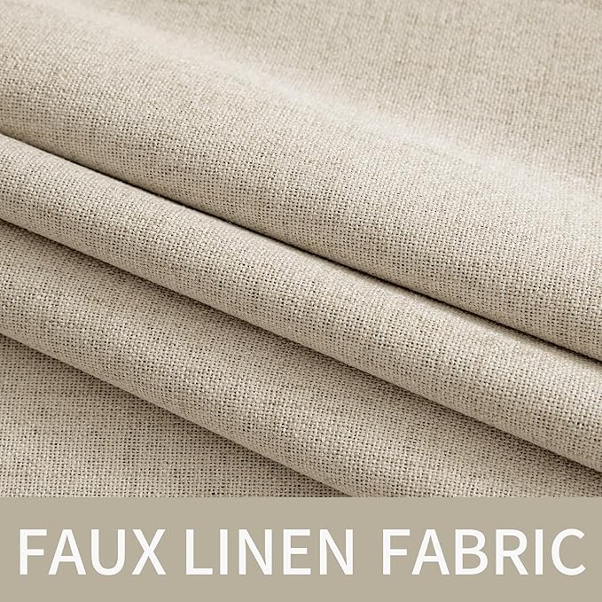 MIULEE Linen Curtains for Bedroom 100% Blackout Thermal Insulated Stone Grommet Room Darkening Curtains & Drapes Fall Decor for Living Room Nursery 52 x 90 Inch (2 Panels)