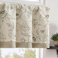 jinchan Linen Floral Valance Curtain for Kitchen Green Flower on Beige for Windows Room Darkening Farmhouse Valance Double Layer Window Treatment Decoration 1 Panel Rod Pocket 16 Inch
