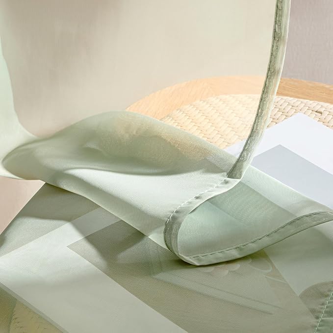 MIULEE Sage Green Sheer Curtains 96 Inches Long, 4 Panels Set, Light Filtering Rod Pocket Voile Drapes Window Treatments, Semi Transparent Airy Fabric for Bedroom and Living Room, 42 x 96 Inches