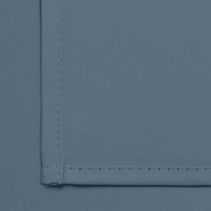 Yakamok 63 Inch Length Blackout Curtains for Bedroom, Room Darkening Thermal Insulated Solid Grommet Panels for Living Room(42Wx63L, Stone Blue, 2 Panels)