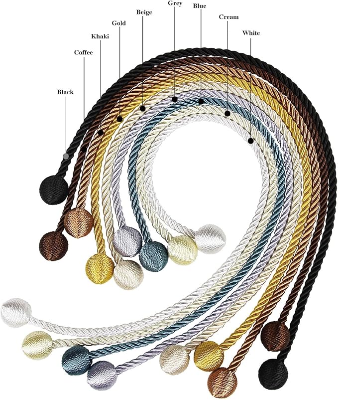 Curtain Tiebacks Outdoor Elegant Decorative Tie Backs Modern Rope Tiebacks for Drapes Window Curtain Holdbacks for Draperies (Cream, 2)