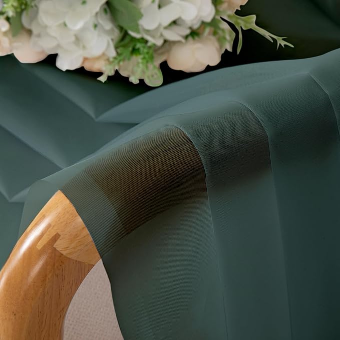 Chyhomenyc Hunter Green Sheer Curtains 54 Inch Long 2 Panels Set, Short Voile Rod Pocket Drapes for Dinning Small Windows Bathroom Living Room Bedroom, Each 42Wx54L in, 2PCS