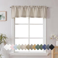 Chyhomenyc Valance for Windows, Faux Linen Slub Textured Semi Sheer Small Window Kitchen Curtain, Rod Pocket Cafe Valance for Bathroom Laundry Basement, 60Wx14L inch, 1 Piece, Moon Beige