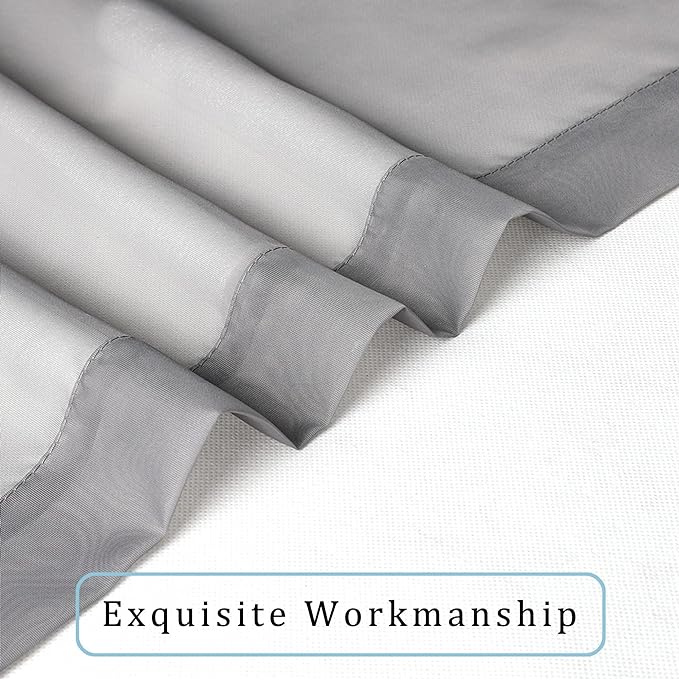OWENIE Grey Sheer Curtains, Sheer Curtains 84 inches Long 2 Panels Set, Rod Pocket Voile Fimly Gray Drapes for Living Room/Bedroom, 2pcs, Each 42" W x 84" L