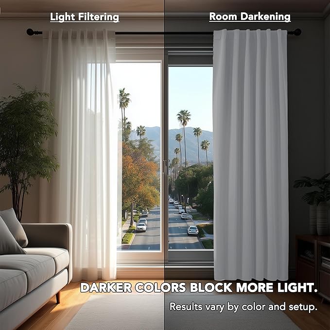 Deconovo Room Darkening Curtains, Thermal Insulated Noise-Reducing Window Panels for Bedroom, Living Room and Home Office, 2 Panels, Pure White, 52W x 54L Inch