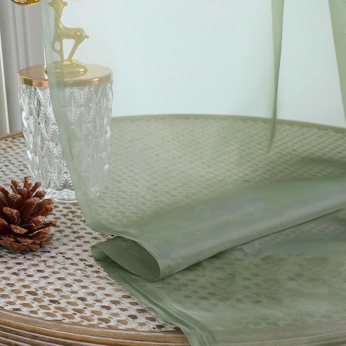 OWENIE Sheer Curtains 84 Inches Long 2 Panels Set, Sage Green Sheer Curtain for Living Room Bedroom, Modern Filmy Rod Pocket Curtains Drapes, 2 Pcs, Each 59 W x 84L, Sage Green