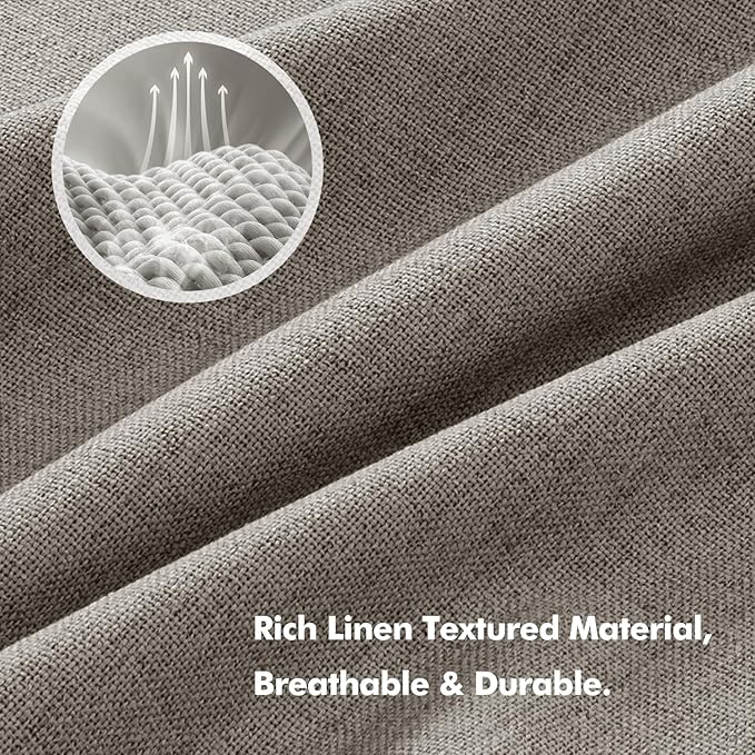 MIULEE 100% Blackout Linen Curtains for Bedroom, Greige Solid Luxury Decor Thermal Insulation Room Darkening Drapes for Living Room Nursery Back Tab Rod Pocket 42 x 72 Inches, 2 Panels