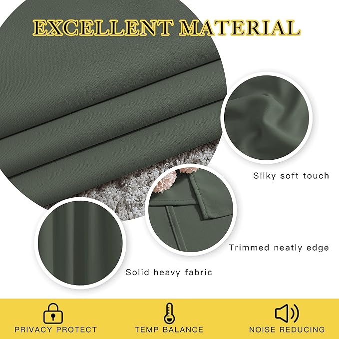 NICETOWN Blackout Curtains and Drapes for Living Room - Thermal Insulated Solid Grommet Top Blackout Panels/Draperies for Kid's Room/Bedroom (Dark Mallard, 1 Pair, 80 x 84 Inch)