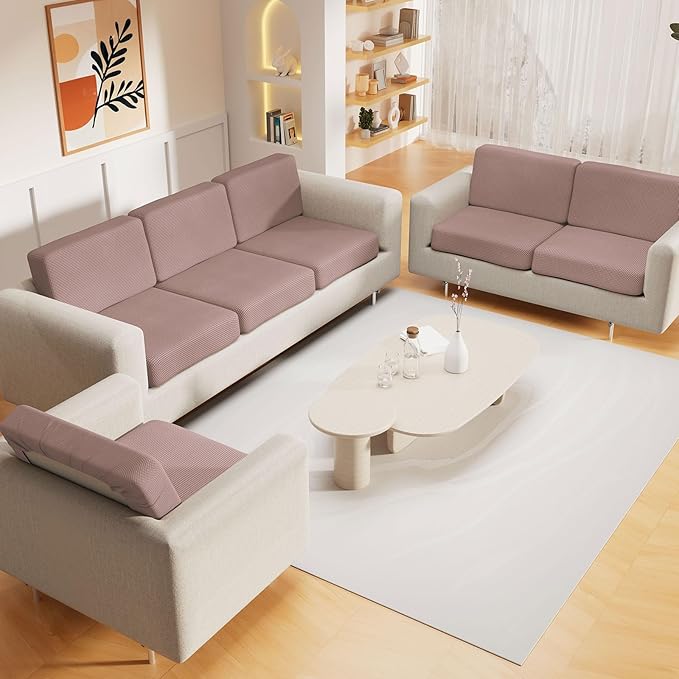 hyha Waterproof Sectional Couch Covers, Non Slip Sofa Couch Cushion Covers L Shape, Thick Stretch Jacquard Fabric, Washable Sofa Slipcovers with Elastic Bottom (1 Piece for Chaise, Camel)