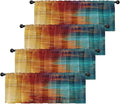 Emvency 4 Pack Valances Window Treatments, Blue and Orange Vintage Abstract Messy Rust Painting Blackout Drapes Adjustable Curtain Valances 52x18 Inch for Windows Living Room Kitchen