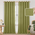 LAMIT 60 Inch Wide Linen Curtains for Bedroom, 84 Inch Faux Linen Textured Light Filtering Privacy Moss Green Drapes Grommet Sheer Panels for Living Room, 2 Panels, 60 x 84 Inch