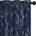 Deconovo Blackout Curtains, Navy Blue Curtain, Thermal Insulated Soundproof Drapes, Branch Silver Print, 52 x 72 Inch Long, Machine Washable Grommet Panels for Bedroom Living Room Office, Set of 2