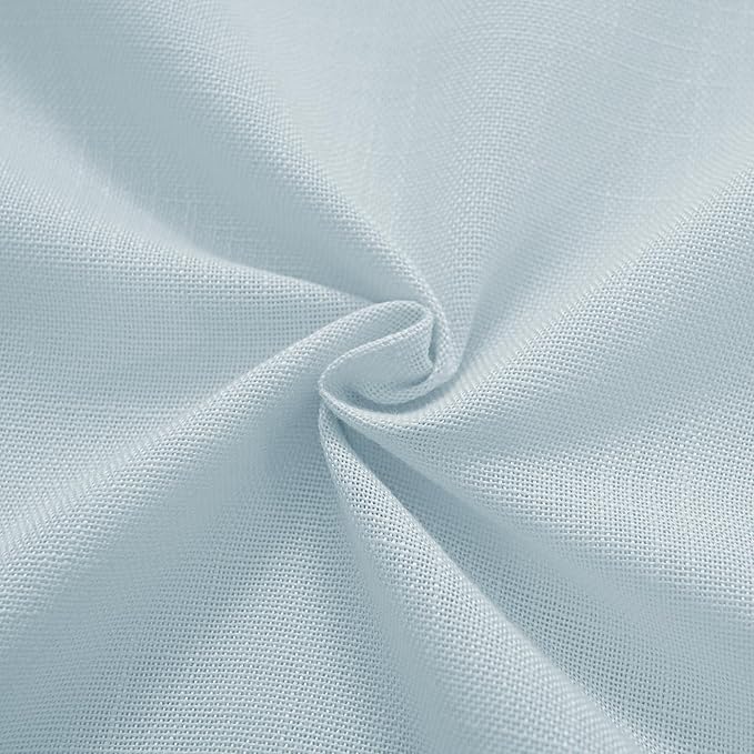 Sky Blue Curtains 120 inch Length for Bedroom Back Tab Light Filtering Semi Sheer Blue Living Room Curtains Linen Cotton Textured Drapery Panel Aesthetic Decor Light Blue 52x120