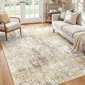 Washable Area Rugs 5'x7' Non-Slip Modern Abstract Soft for Living Room Entryway Bedroom Nursery, Print Pattern, Neutral Brown Gray