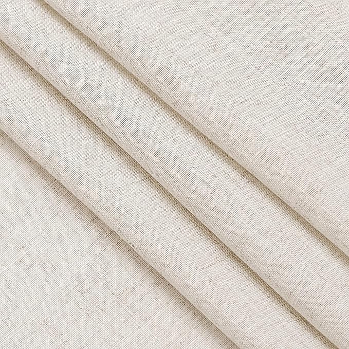Nanspring Beige Farmhouse Curtains 30 Inch Length for Kitchen Linen Blend Semi Sheer Curtains Back Tab and Rod Pocket Rustic Farmhouse Decor for Cafe Small Window Curtain 36 x 30 Inch, 2 Panels