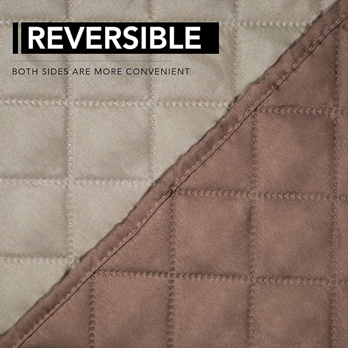 Easy-Going Oversized Recliner Cover Reversible Couch Cover Sofa Cover for Living Room Water Resistant Furniture Protector with Elastic Straps for Pets Dog (Oversized Recliner, Brown/Beige)