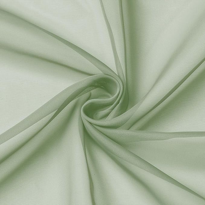 Extra Long Sheer Sage Green Curtains for Bedroom Living Room 108 Inches Long 2 Panels Set, Solid Soft Light Filtering Rod Pocket Sheer Window Curtains, Sage Green, Each 42" Wx108 L Inch
