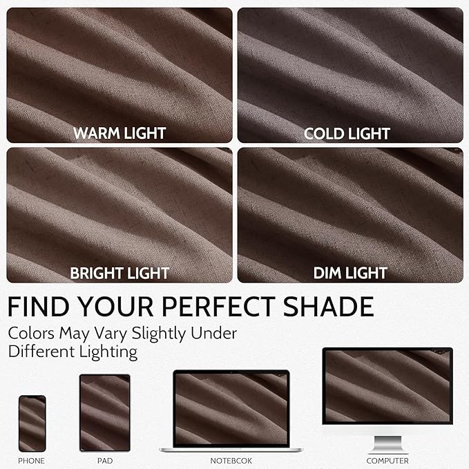 Cappuccino Linen 112 Inch Curtains for Living Room Light Filtering Semi Sheer Curtain Back Tab Modern Rustic Home Decor Neutral Drapes Floor to Ceiling High Window for Bedroom 52x112, 2 Panels