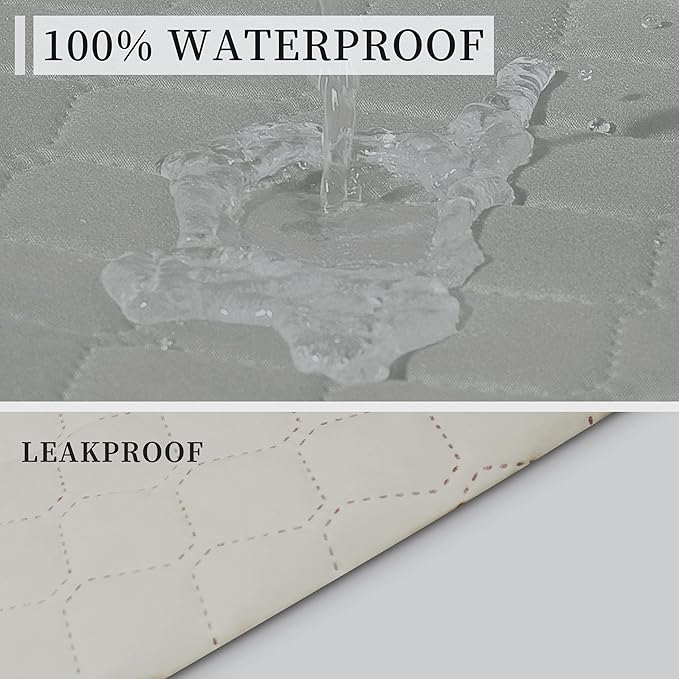 ISSUNTEX Double Protection 100% Waterproof Sofa Covers for Living Room, Couch Covers for 3 Cushion Couch Sofa, Reversible Furniture Protector Sofa Cover for Dogs, Pets, Kids (Sofa, Light Gray/Ivory)