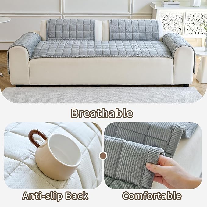 Couch Covers for Dogs Washable, Non Slip Couch Covers for Loveseat Sofa Pet Friendly, Soft Fuzzy Sofa Covers for Pet, Dog Couch Cover Furniture Protector(1PC,Light Grey,27.6"x70.9")