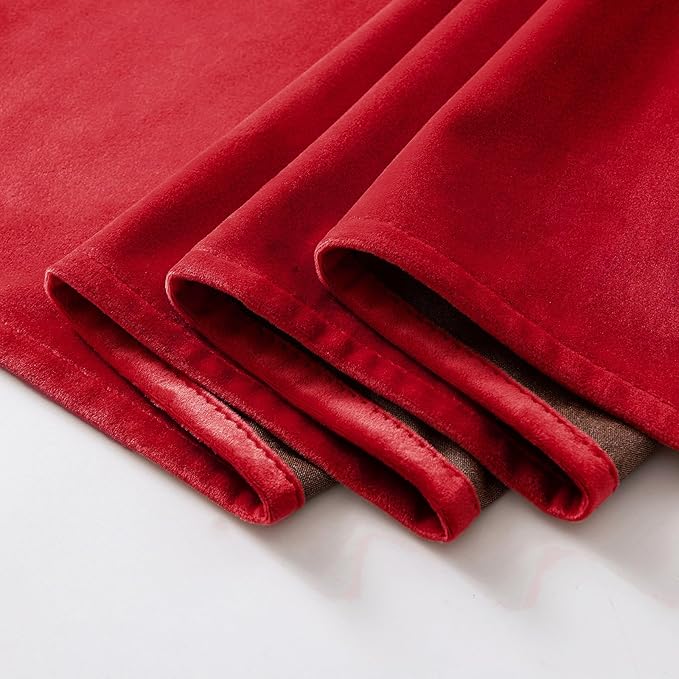 MIULEE Christmas Red Velvet Curtains Elegant Grommet Curtains Thermal Insulated Soundproof Room Darkening Curtains/Drapes for Classical Living Room Bedroom Decor 52 x 63 Inch Set of 2