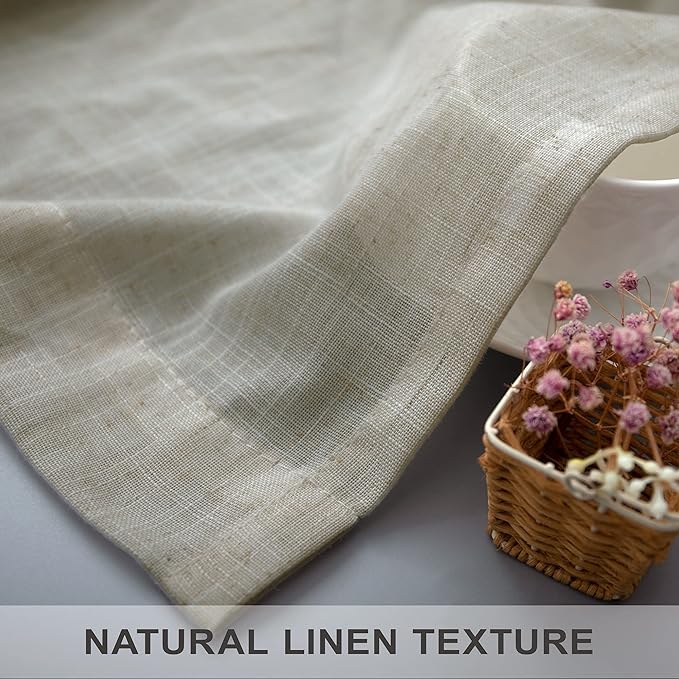 Beige Curtains 72 Inch Length for Living Room 2 Panels Set Back Tab Rod Pocket Light Reducing Semi Sheer Flax Linen Curtains for Bedroom Sack Tweed Crude Country Farmhouse Decor 52x72 Inches Long