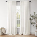 Nanspring Neutral Linen Curtains 96 Inches Long for Living Room Bedroom Modern Farmhouse Decor Light Filtering Curtain Back Tab and Rod Pocket Coastal Decor Drapes for Office 52x96, 2 Panels