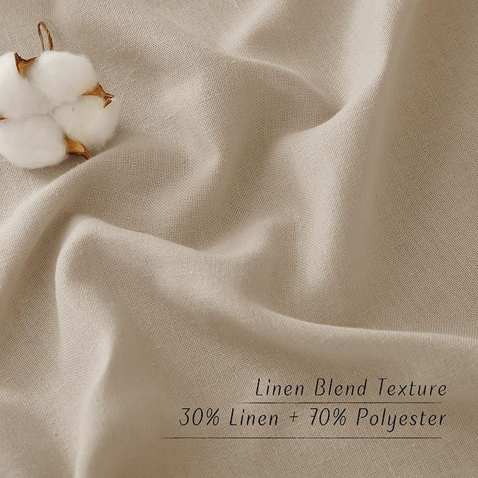 NICETOWN Rustic Linen 144 inch Long Curtains for Living Room, Grommet Privacy Added Thick Linen Weave with Light Filter Window Curtains & Drapes for Bedroom, Taupe, W55 x L144, 2 Panels