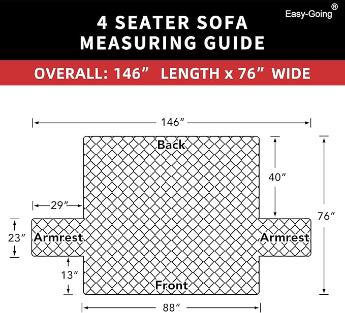 Easy-Going 4 Seater Sofa Slipcover Reversible Sofa Cover Water Resistant Couch Cover with Foam Sticks Elastic Straps Furniture Protector for Pets Children Dog Cat (XX-Large, Blue/Ivory)